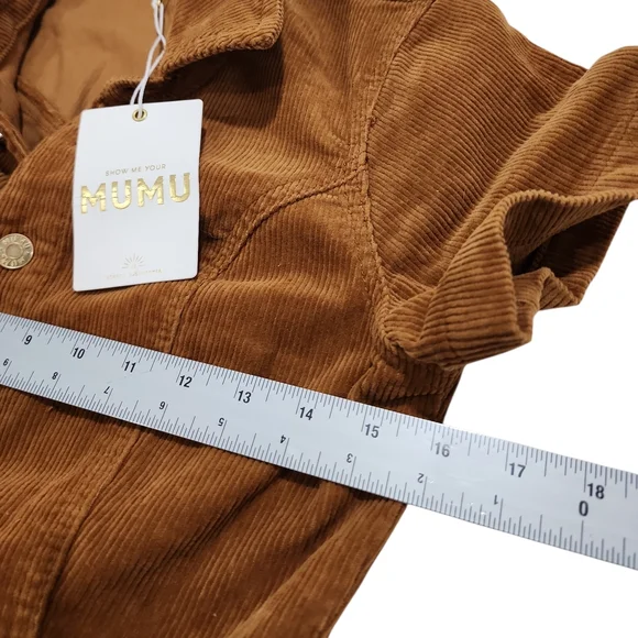 NEW Show Me Your Mumu Cropped Everhart Jumpsuit Camel Corduroy Small Retro Boho - Picture 5 of 12